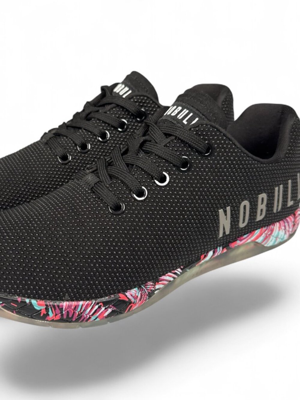 NOBULL Trainer Floral Outsole Sneakers Size M7 W8.5 Black Training Shoes